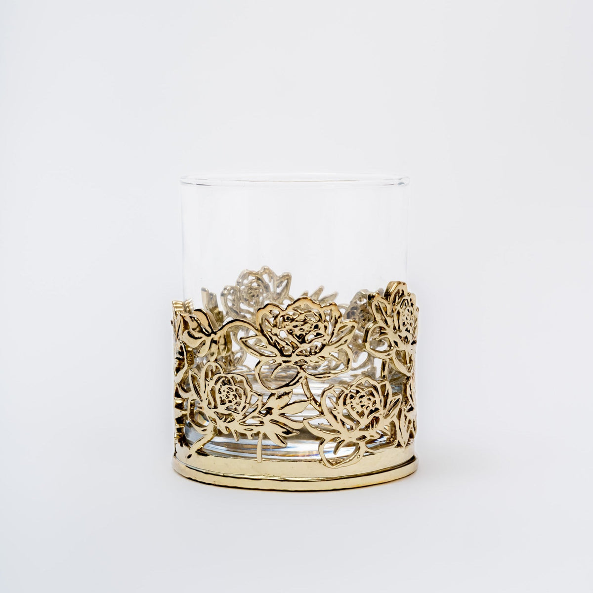 BEGONIA – FLORAL GOLD HANDMADE WHISKEY GLASS