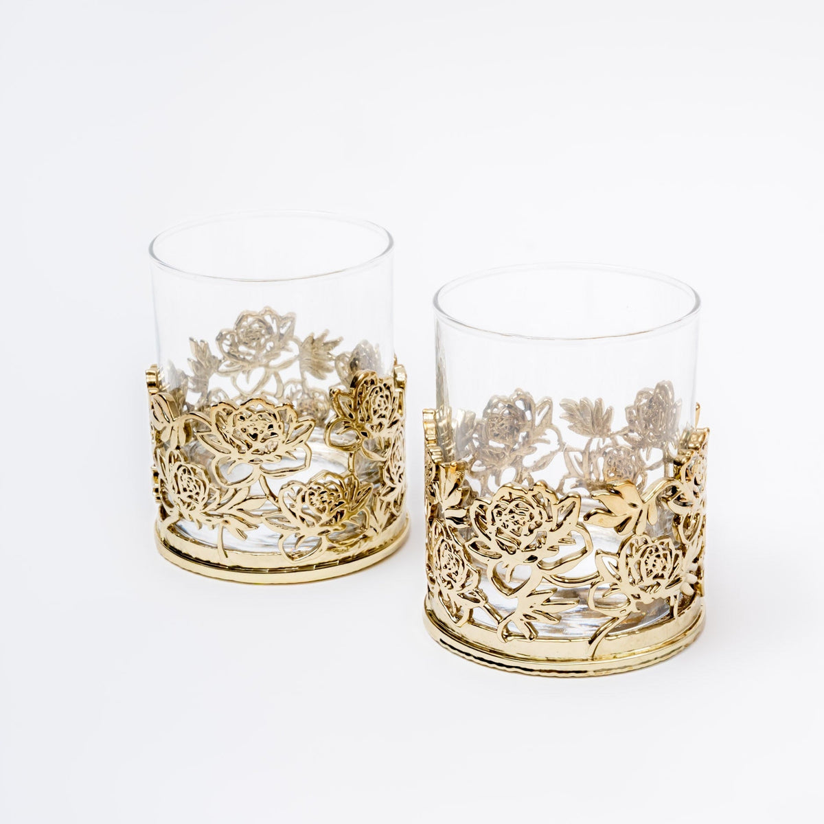 BEGONIA – FLORAL GOLD HANDMADE WHISKEY GLASS