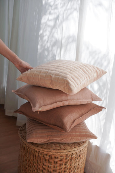 Eden Striped Spice Velvet Cushion Cover SanctuaryLiving