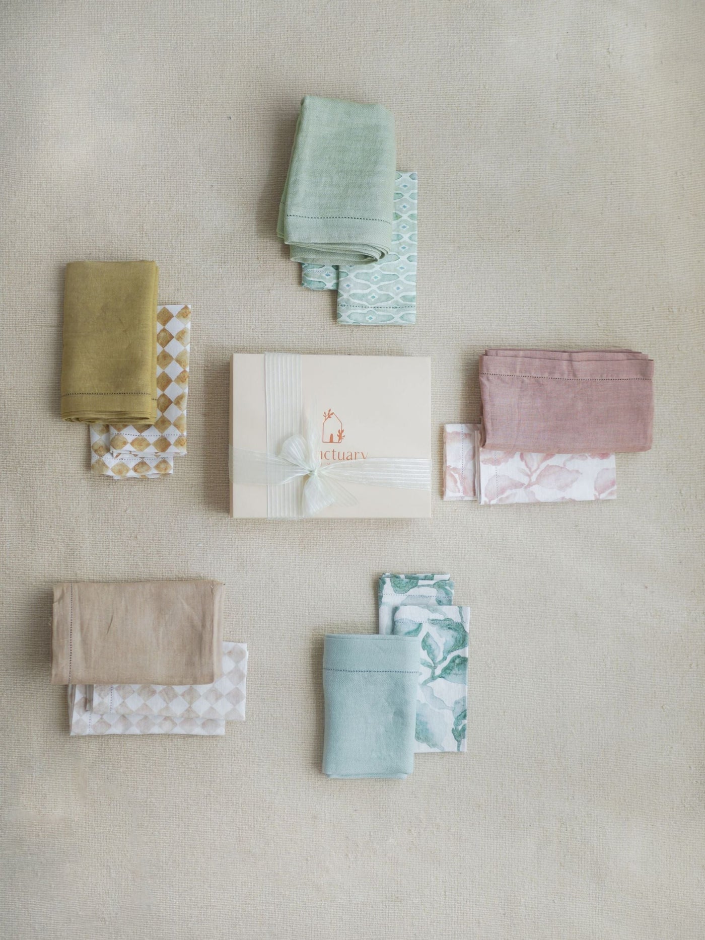 Sage Table Runner and Napkins Linen Gift Set