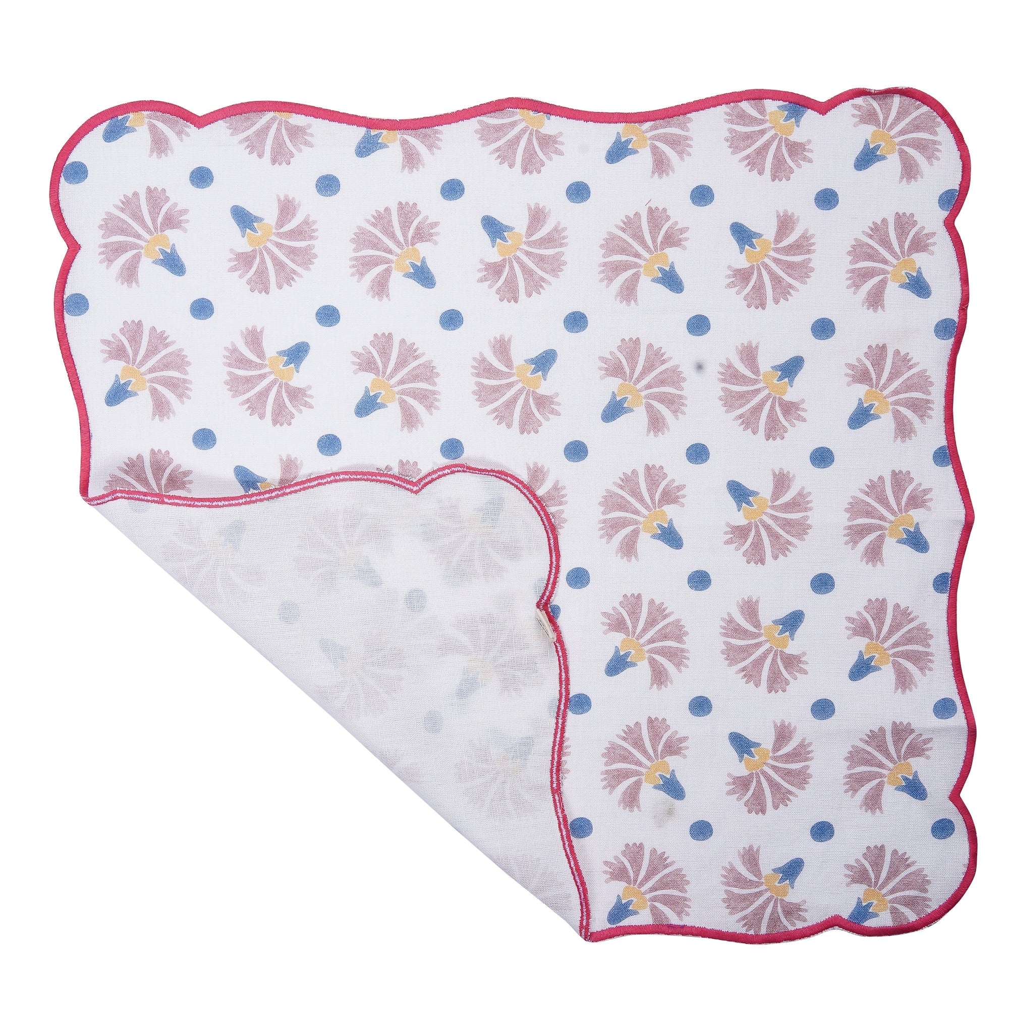 Set Of 2 - Raahat Buds Pink Cotton Napkin