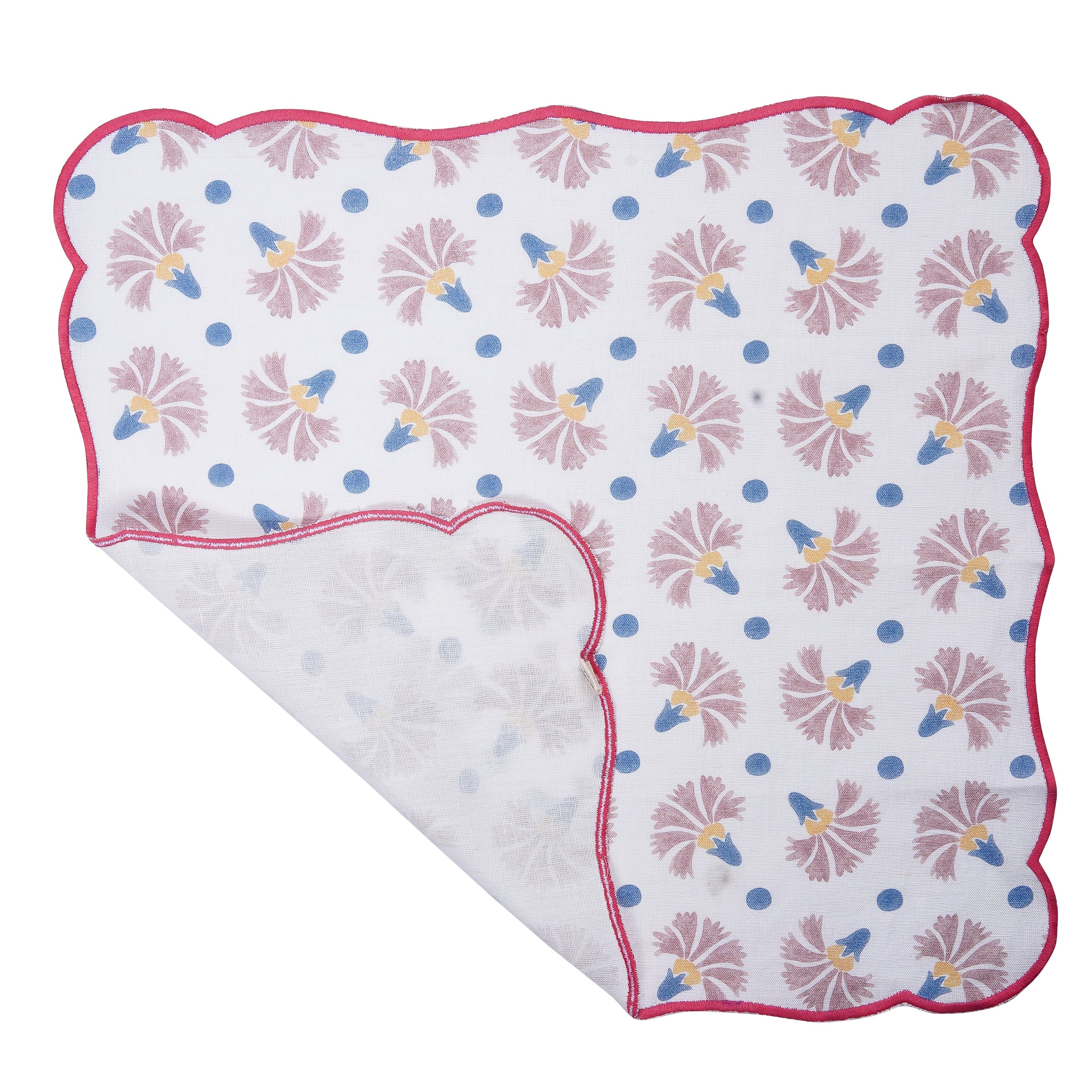 Set Of 2 - Raahat Buds Pink Cotton Napkin