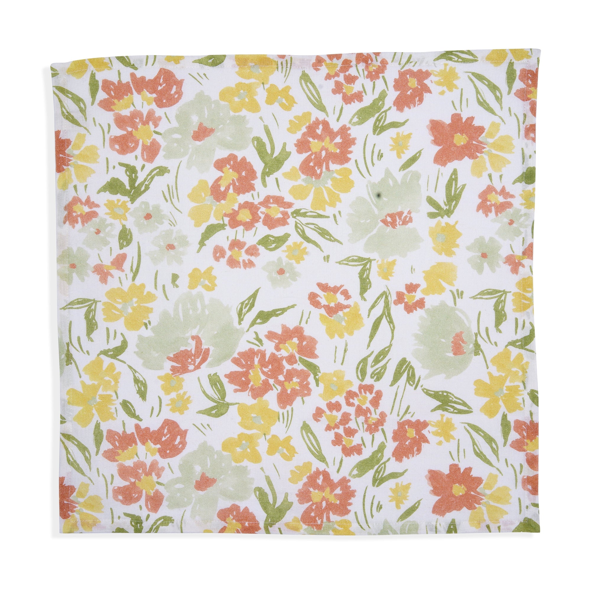 Set Of 2 - Floral Printed Cotton Napkin