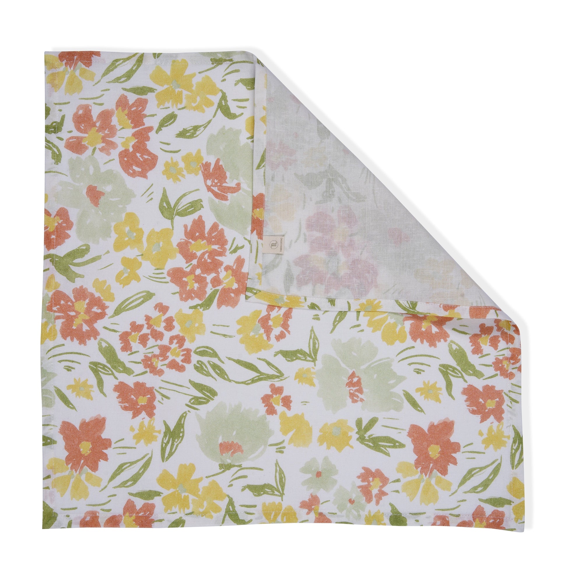 Set Of 2 - Floral Printed Cotton Napkin