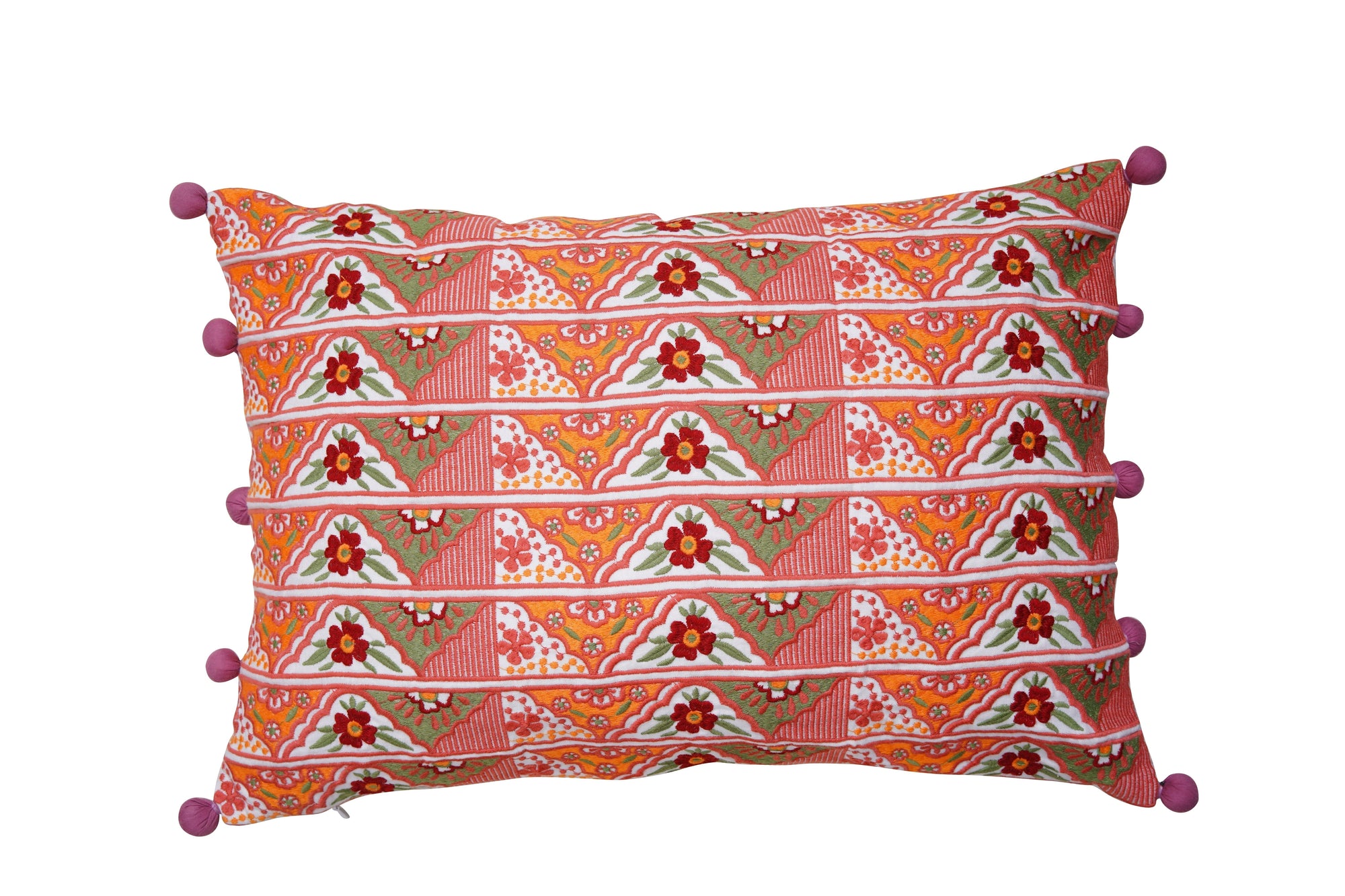 Mimo Coral Urban Embroidered Cushion Cover - 12"x 18"