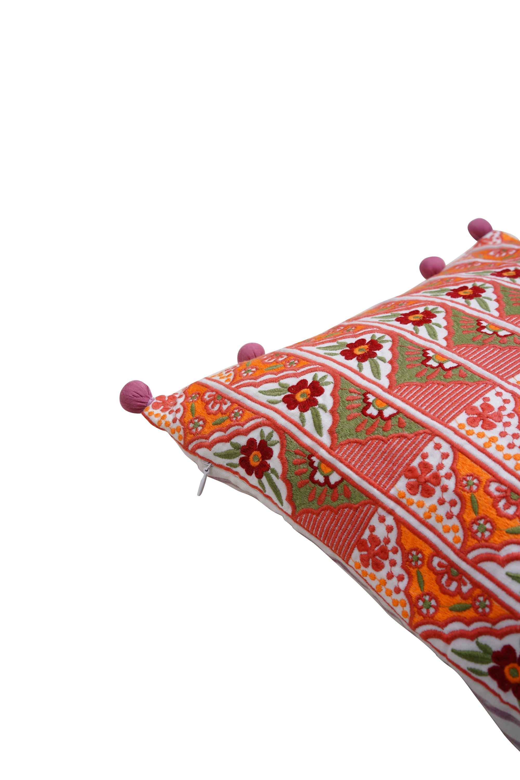 Mimo Coral Urban Embroidered Cushion Cover - 12"x 18"