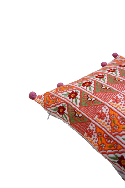 Mimo Coral Urban Embroidered Cushion Cover - 12"x 18"