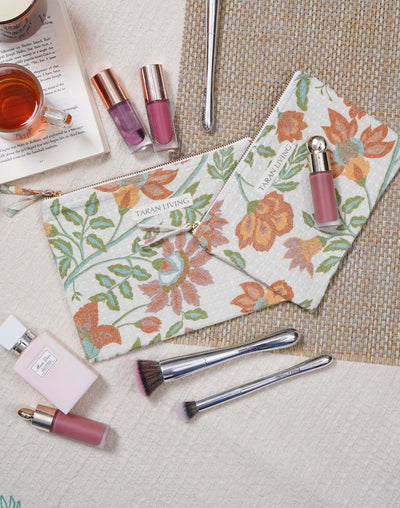 Floral Waffle Pouch With PVC Lining