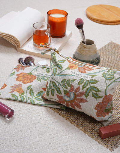 Floral Waffle Pouch With PVC Lining