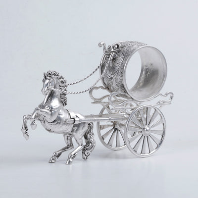 Horse Chariot Napkin Ring in Pure Silver Plating