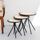 Earthy Black Cane Table Set of 3