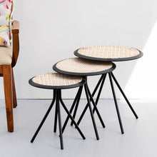 Earthy Black Cane Table Set of 3