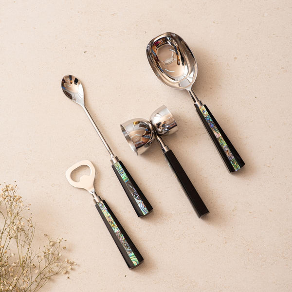 Bar Set of 4 - Semi Precious Abalone Shell