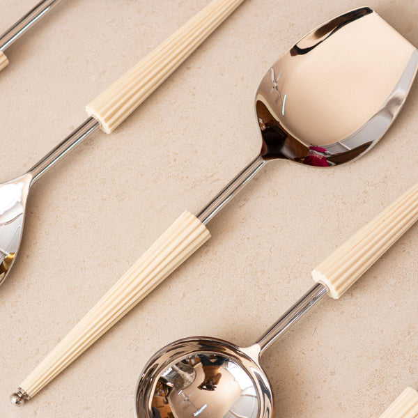 Serving Spoons Set of 6 - Ivory Umbrella