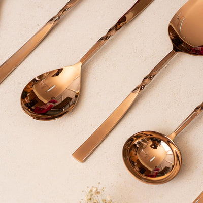 Serving Spoons Set of 6 - Twisted Bronze