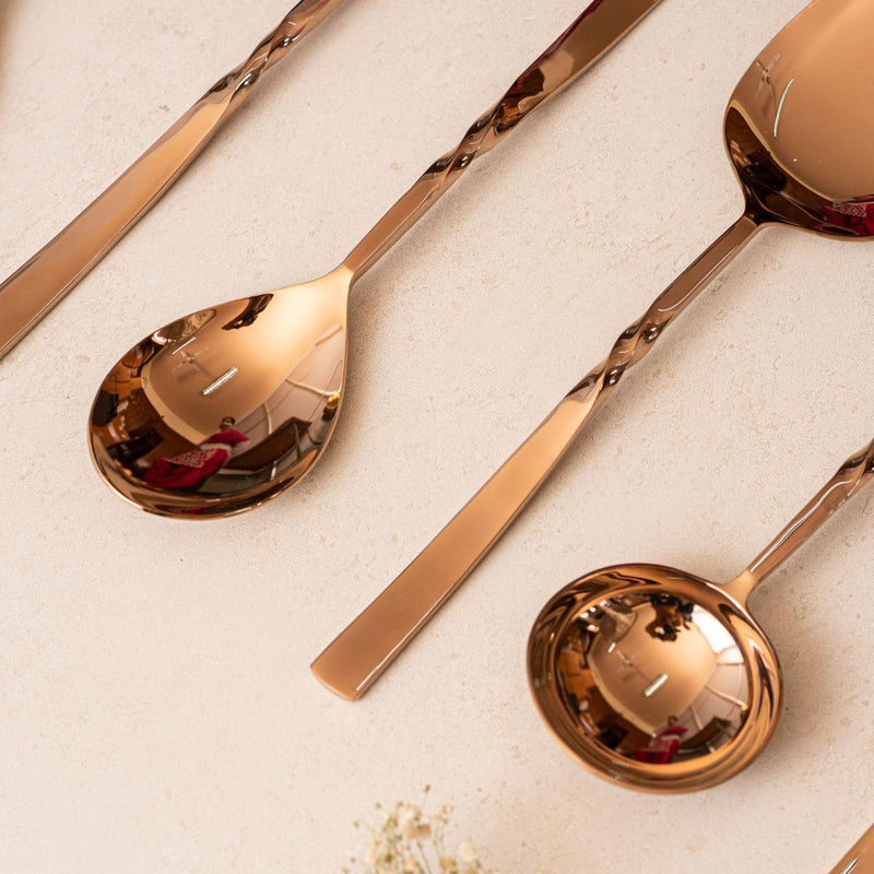 Serving Spoons Set of 6 - Twisted Bronze