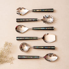 Serving Spoons Set of 6 - Semi Precious Abalone Shell