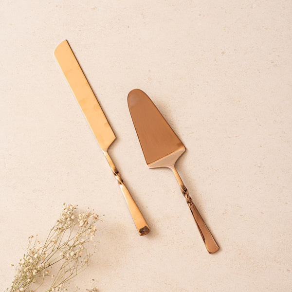 Cake Knife & Server - Twisted Bronze