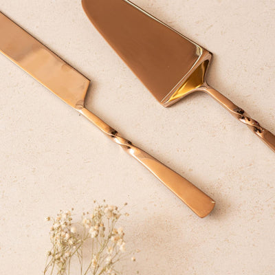 Cake Knife & Server - Twisted Bronze