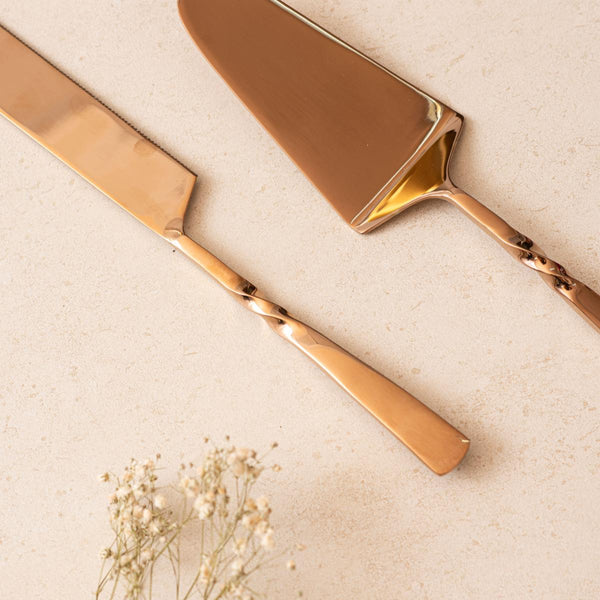 Cake Knife & Server - Twisted Bronze