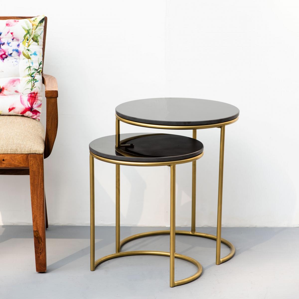 Nano Black Marble Nesting Tables (set of 2)