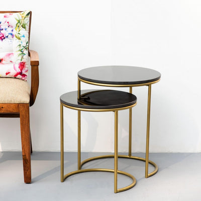 Nano Black Marble Nesting Tables (set of 2)