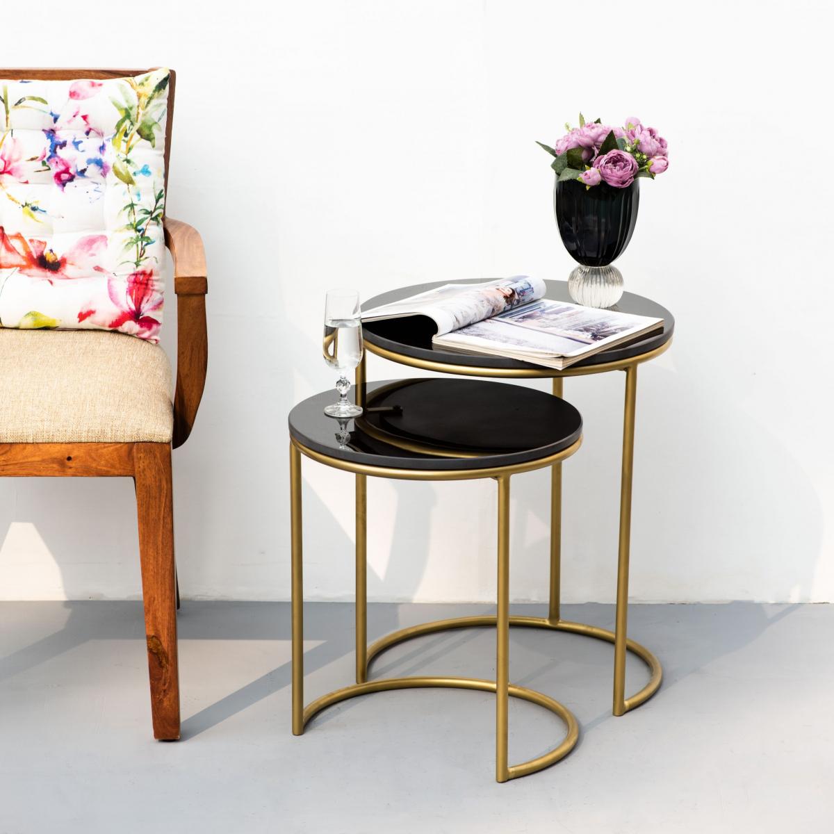 Nano Black Marble Nesting Tables (set of 2)