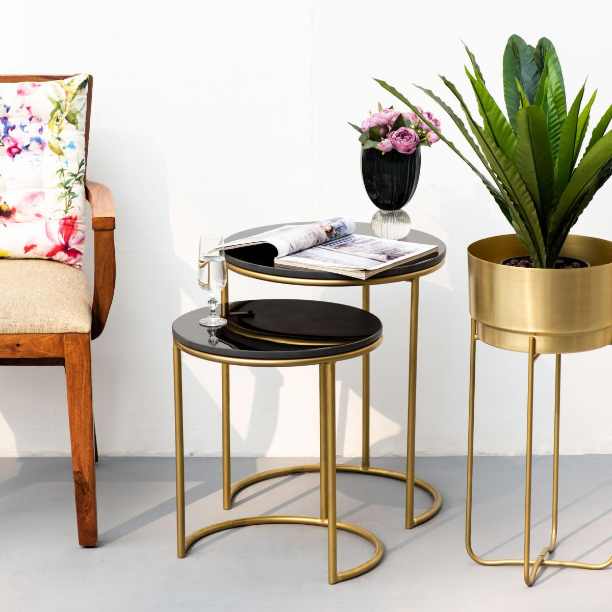 Nano Black Marble Nesting Tables (set of 2)