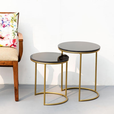 Nano Black Marble Nesting Tables (set of 2)