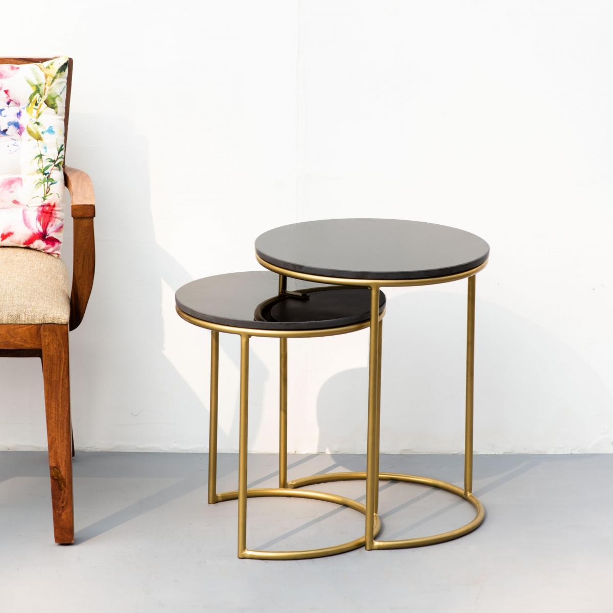 Nano Black Marble Nesting Tables (set of 2)