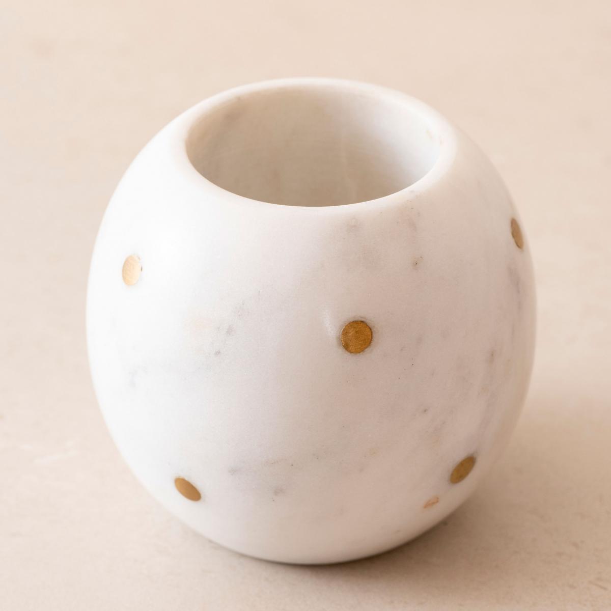 Polka Dot Marble & Brass Bath Set of 3