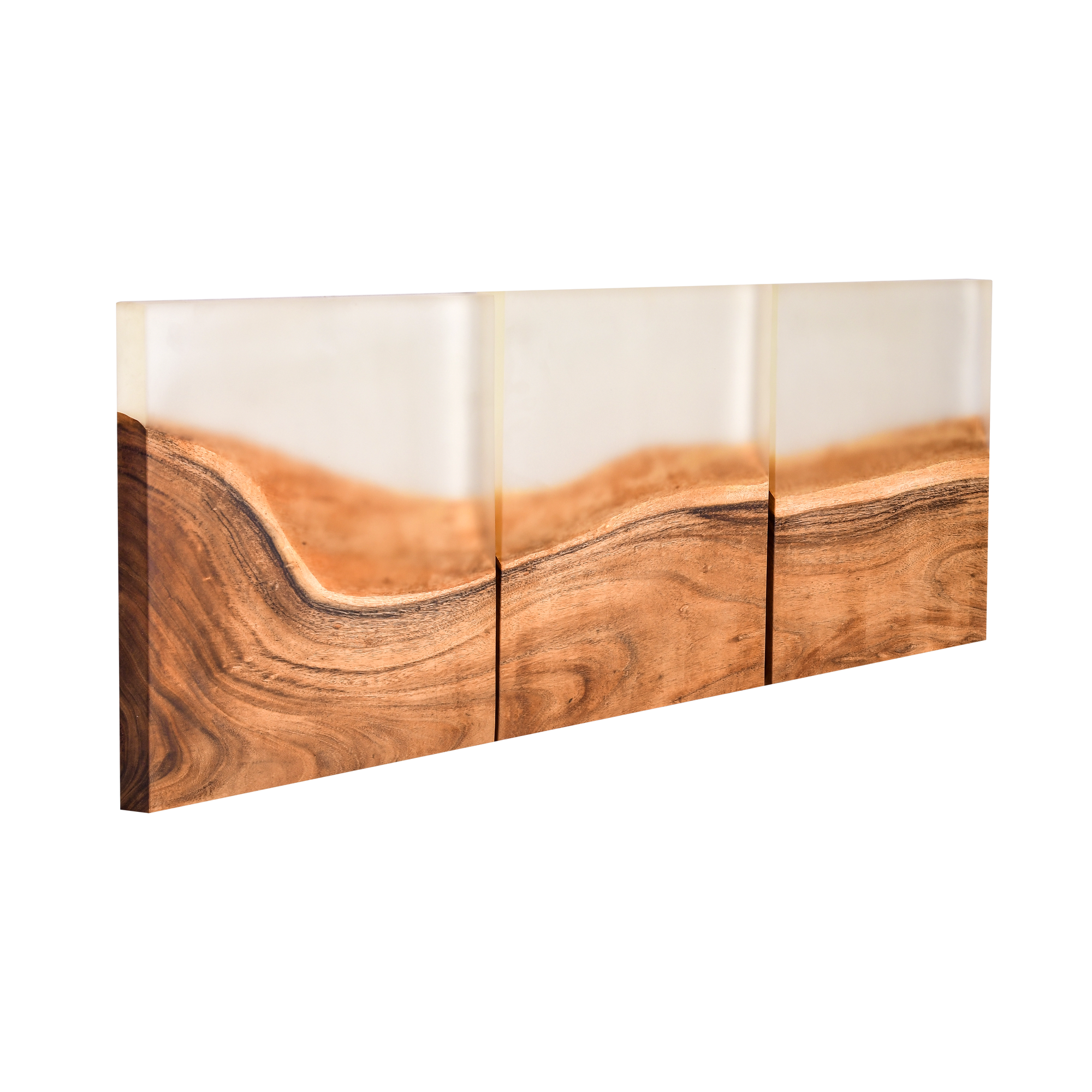 Elegant Acacia Wood Wall Panel with Transparent Resin Accent (40 cm x 40 cm)