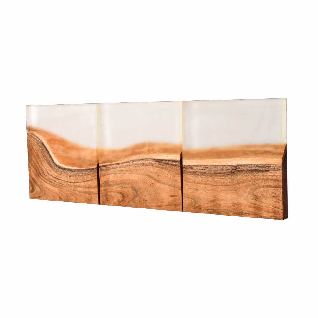 Elegant Acacia Wood Wall Panel with Transparent Resin Accent (40 cm x 40 cm)