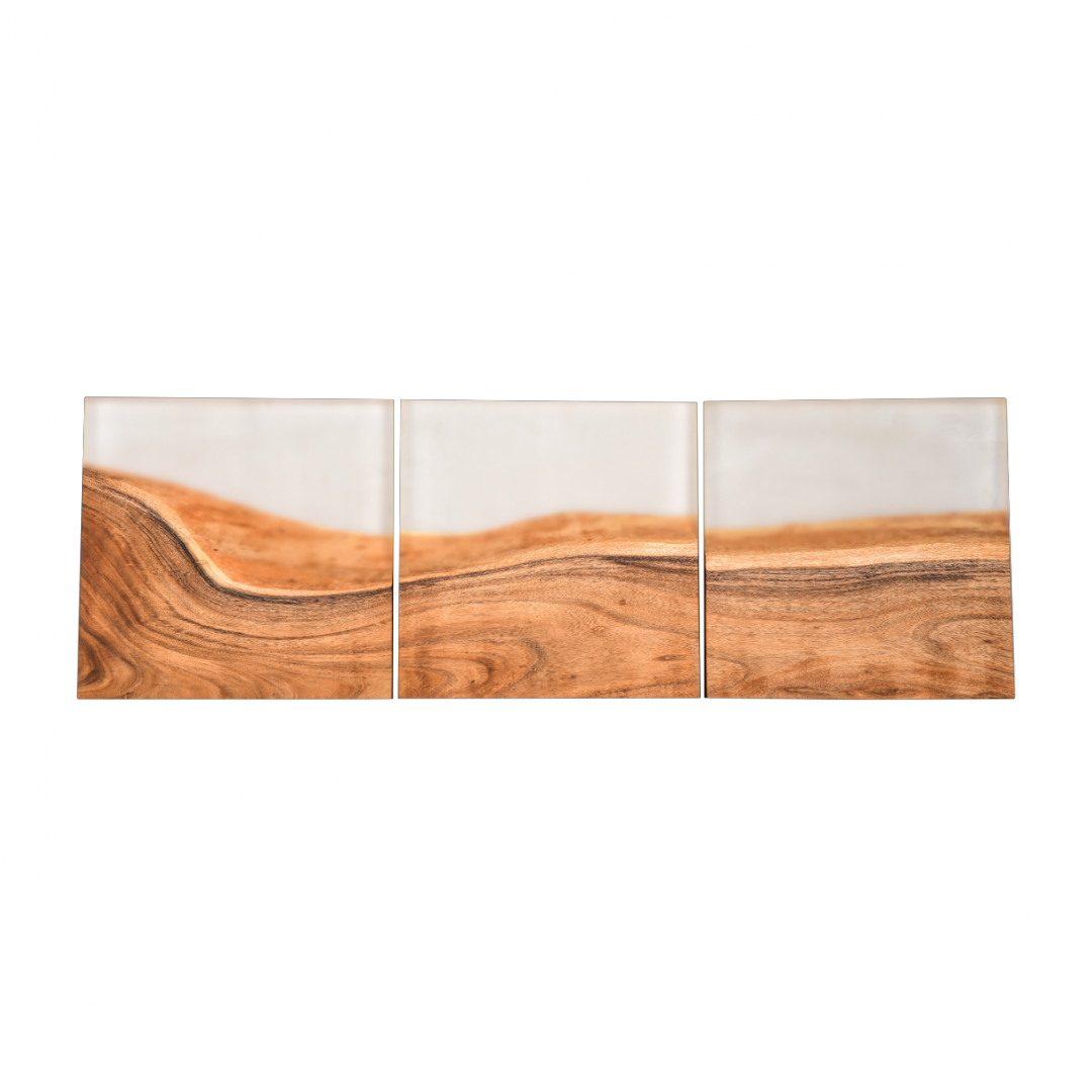 Elegant Acacia Wood Wall Panel with Transparent Resin Accent (40 cm x 40 cm)