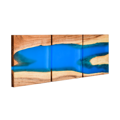 Handcrafted Acacia Wood Wall Panel with Ultramarine Blue Resin Accent (40 cm x 40 cm)