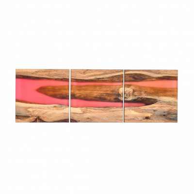 Handcrafted Acacia Wood Wall Panel with Translucent Red Resin Accent (40 cm x 40 cm)