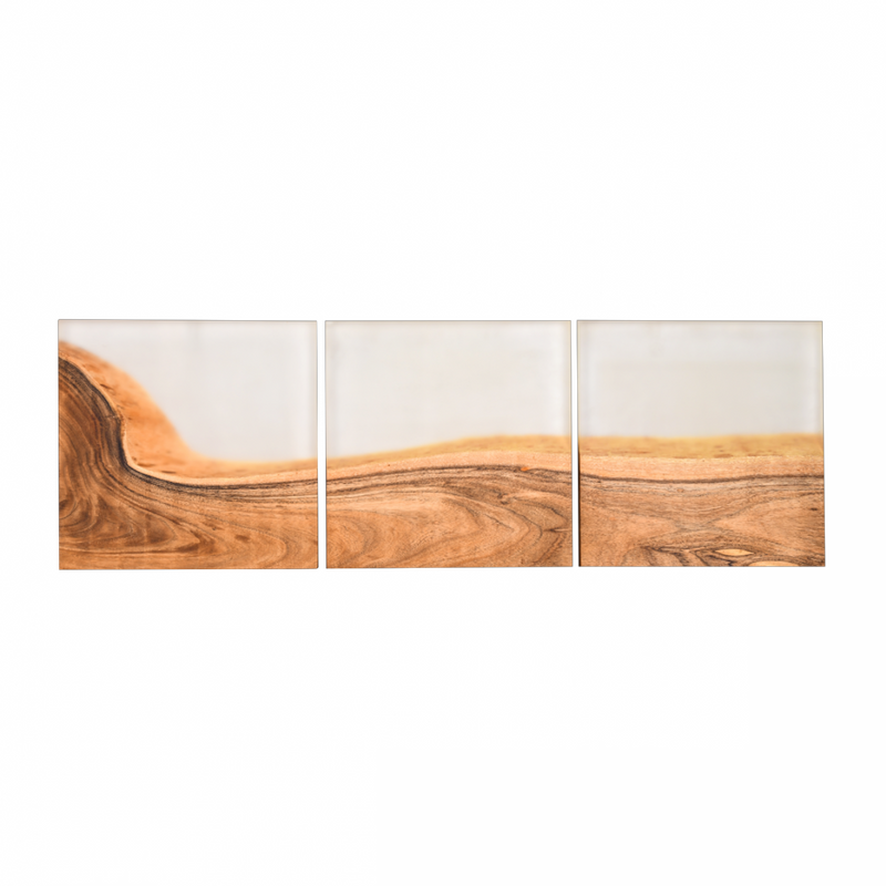 Handcrafted Acacia Wood Wall Panel with Transparent Resin Inlay (40 cm x 40 cm)
