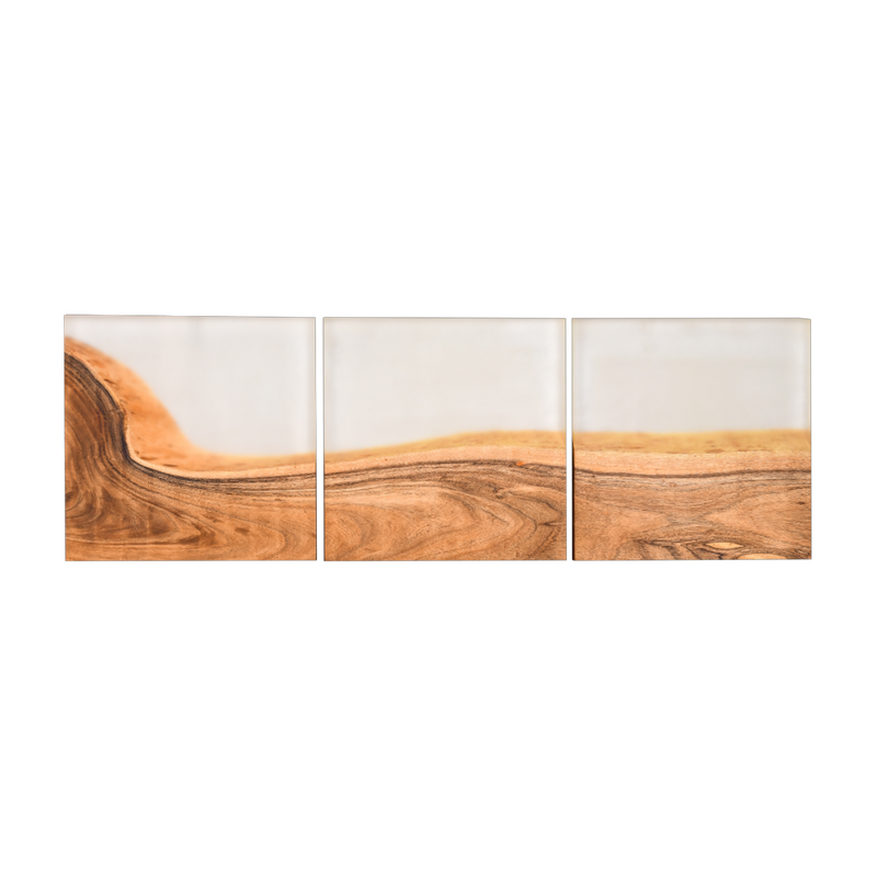 Handcrafted Acacia Wood Wall Panel with Transparent Resin Inlay (40 cm x 40 cm)