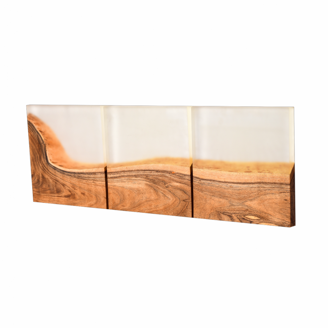 Handcrafted Acacia Wood Wall Panel with Transparent Resin Inlay (40 cm x 40 cm)