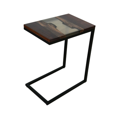 Premium Side Table – Sheesham Wood with Translucent Black Resin Finish