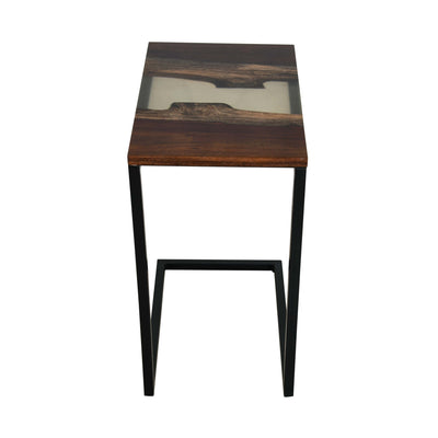 Premium Side Table – Sheesham Wood with Translucent Black Resin Finish