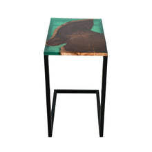 Premium Side Table – Acacia Wood with Translucent Green Resin Finish