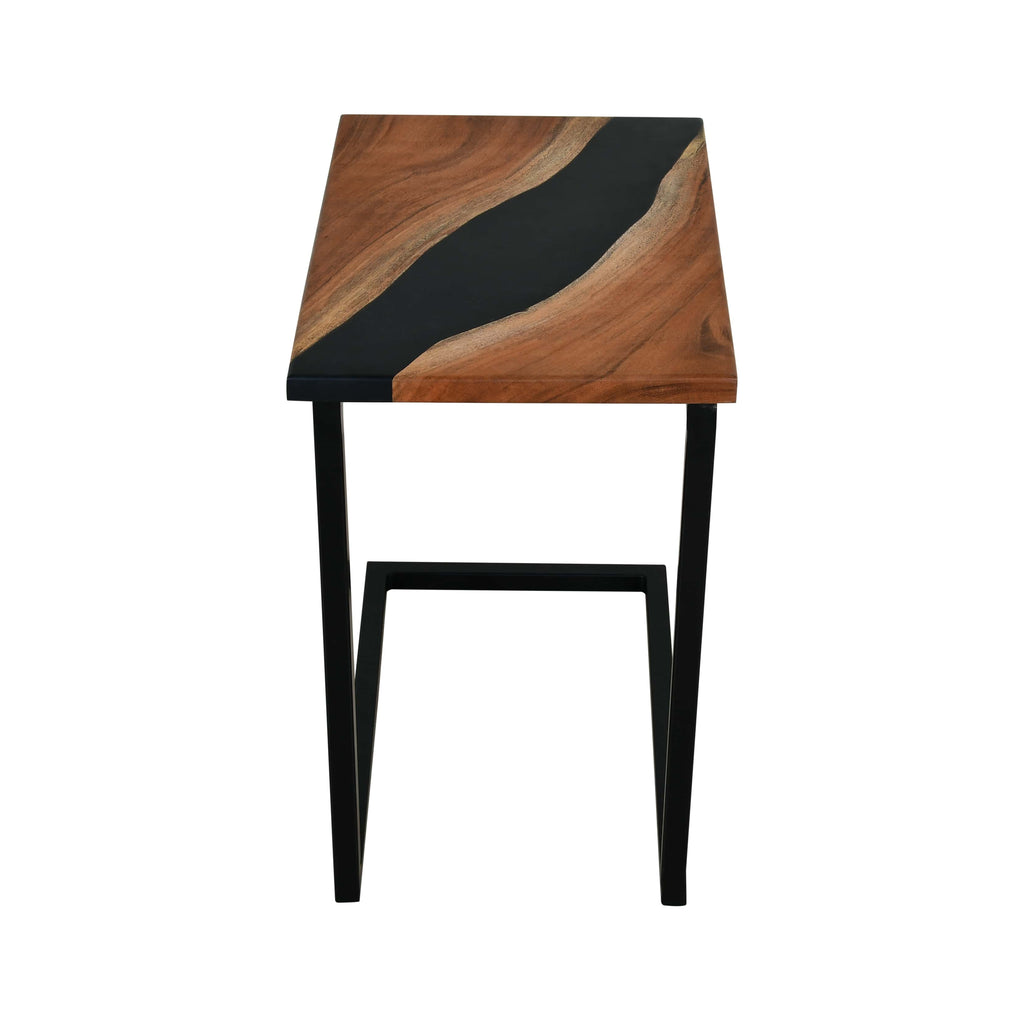 Premium Side Table – Acacia Wood with Black Resin Finish