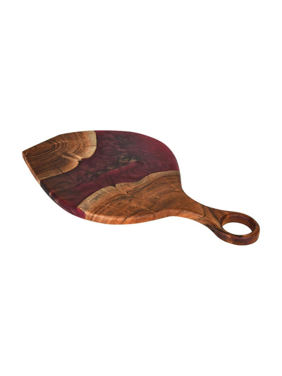 Cheese Board Platter – Acacia Wood with Pearl Red Resin Finish