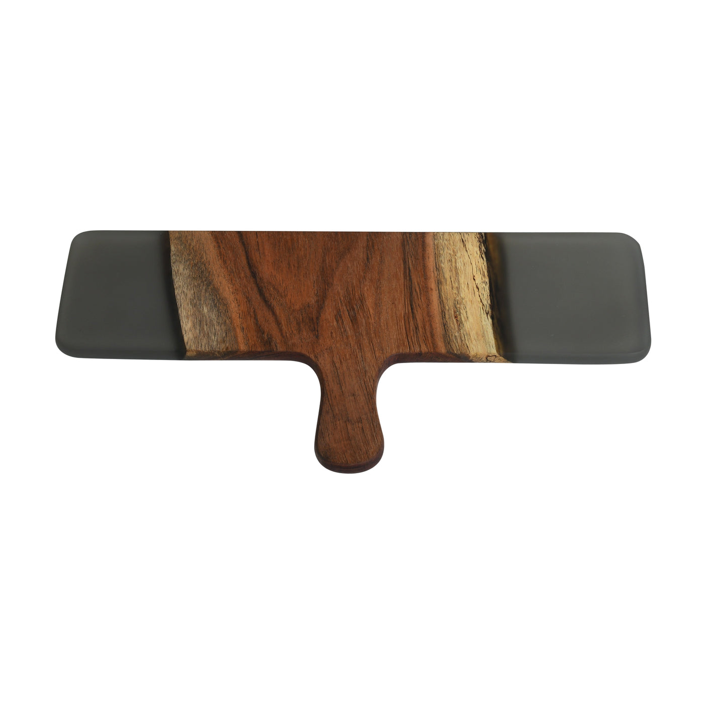 Cheese Board Cum Platter with Handle – Acacia Wood with Translucent Grey Resin Finish