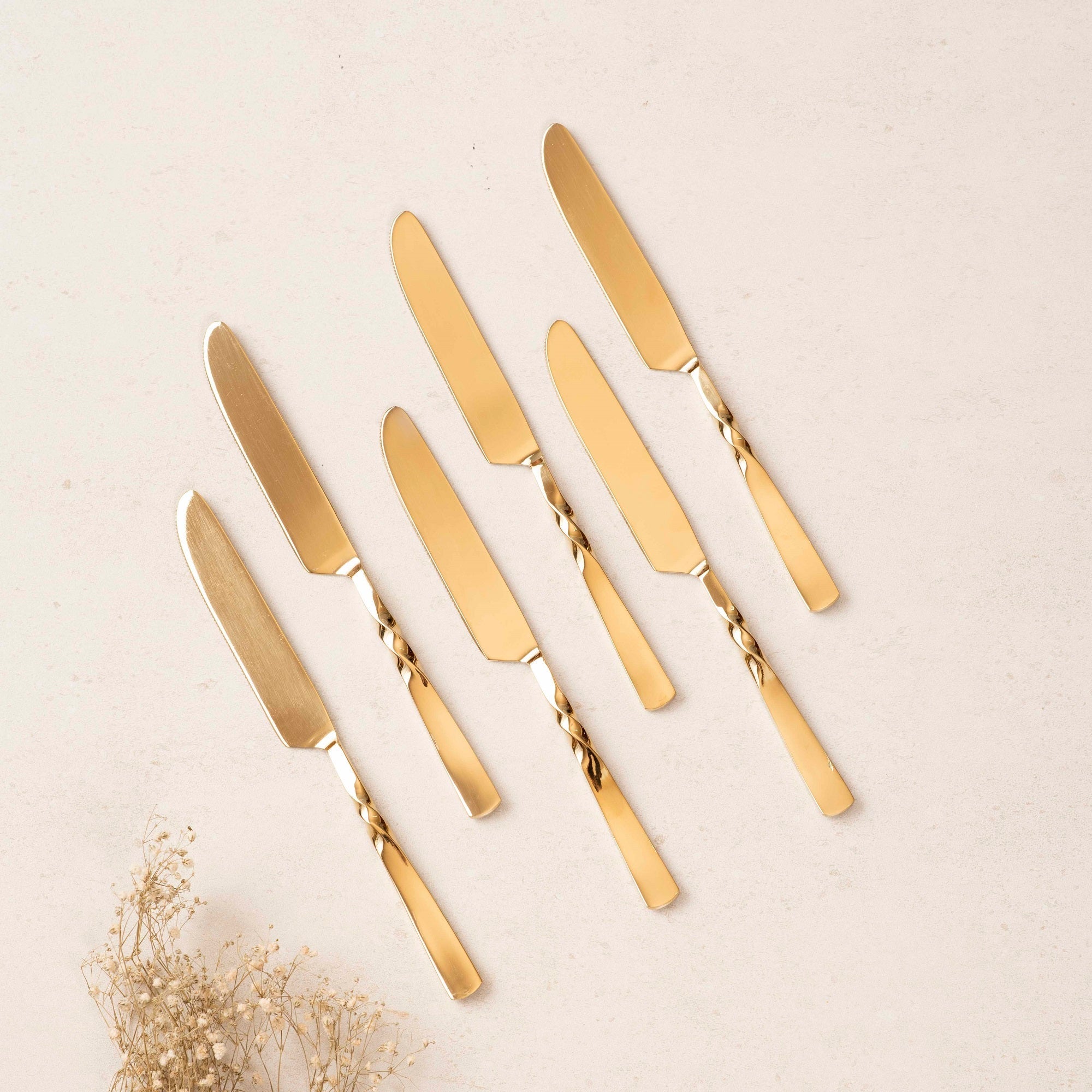 All Purpose Knives Set of 6 - Twisted Gold