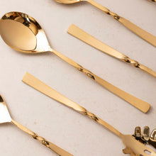 Serving Spoons Set of 6 - Twisted Gold