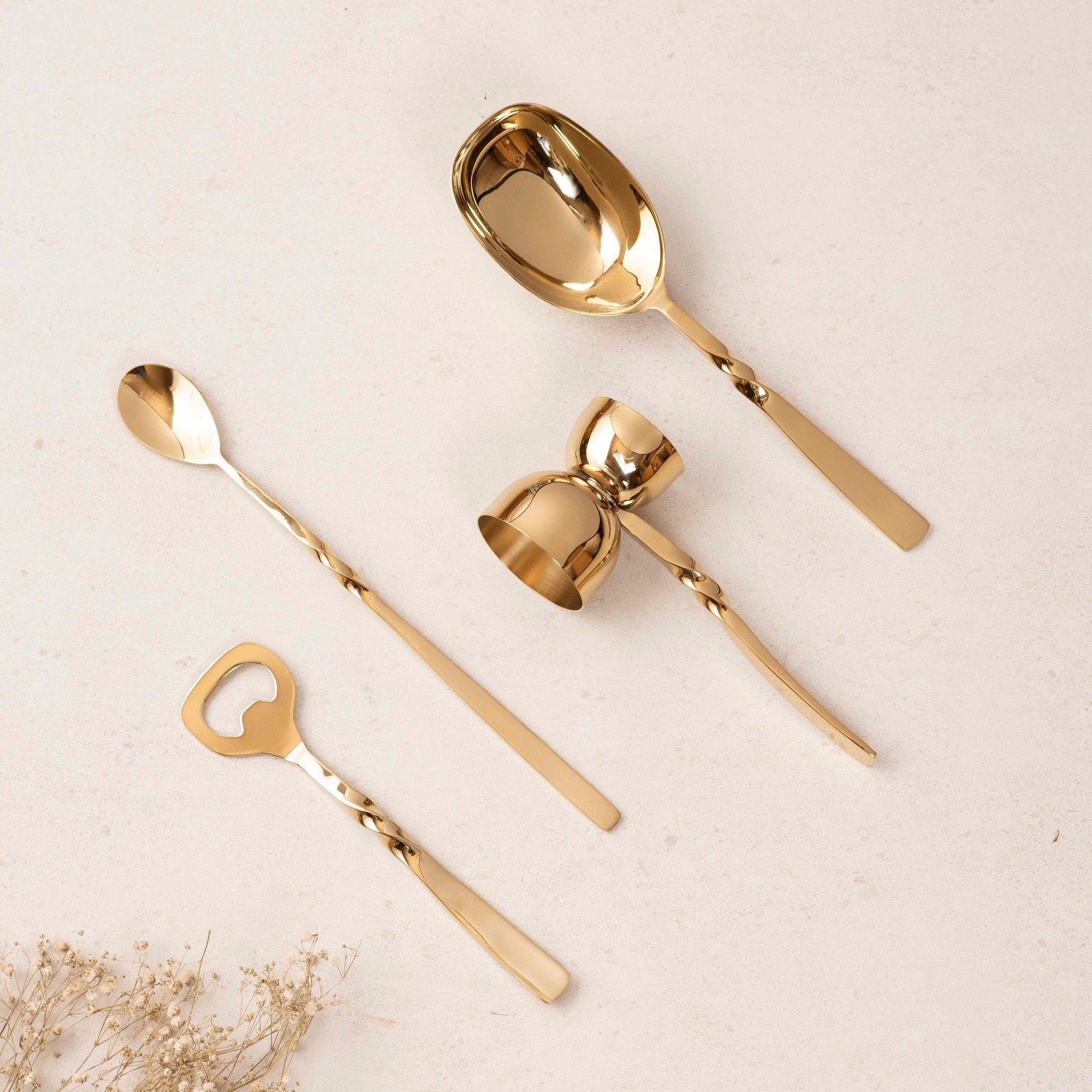 Bar Set of 4 - Twisted Gold