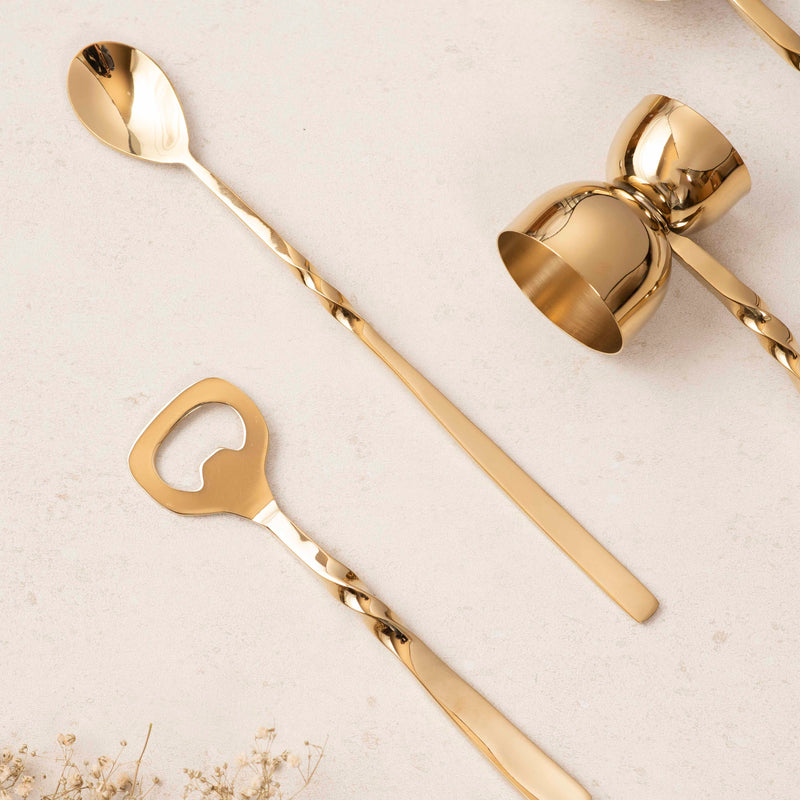 Bar Set of 4 - Twisted Gold
