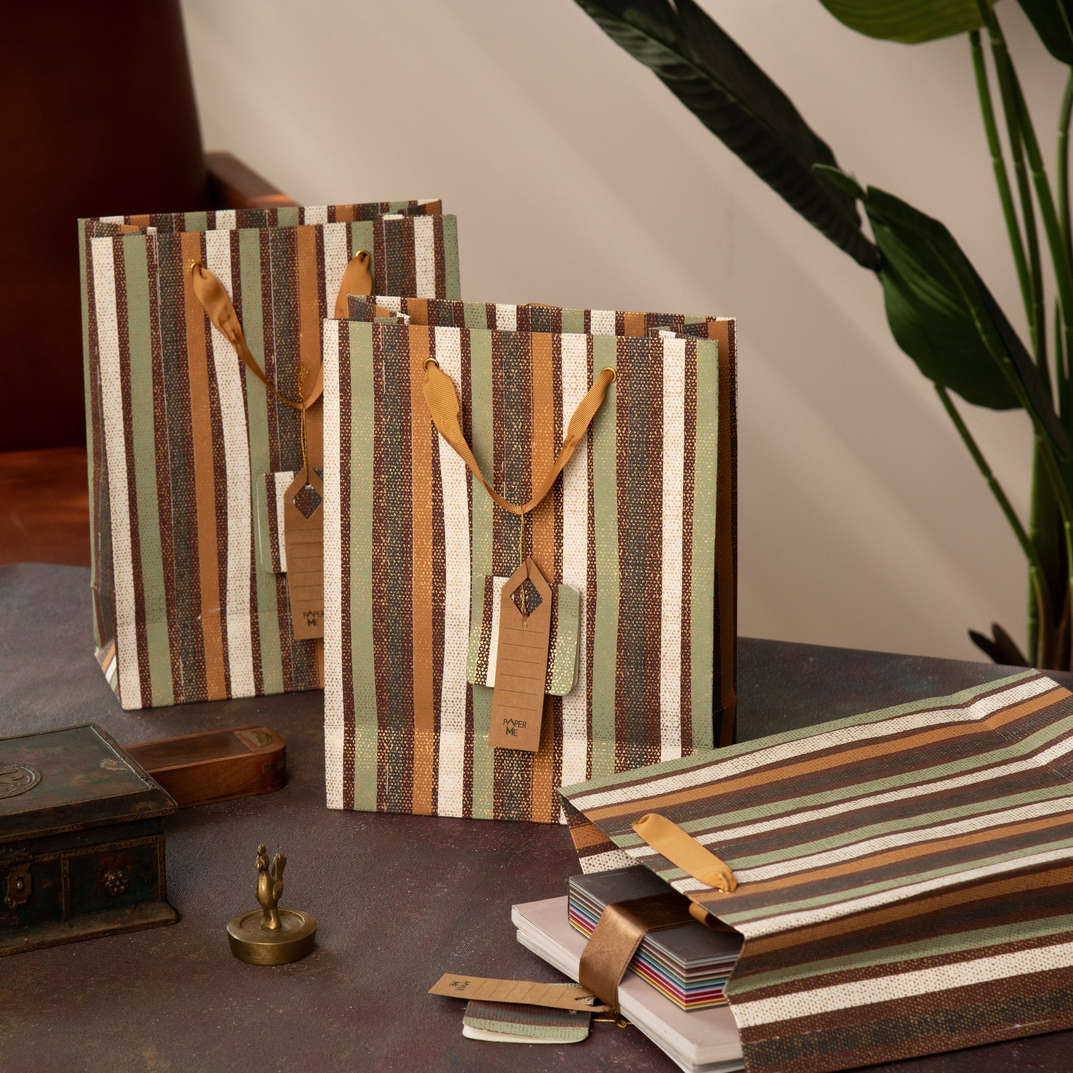 Brown Stripes Medium Bag